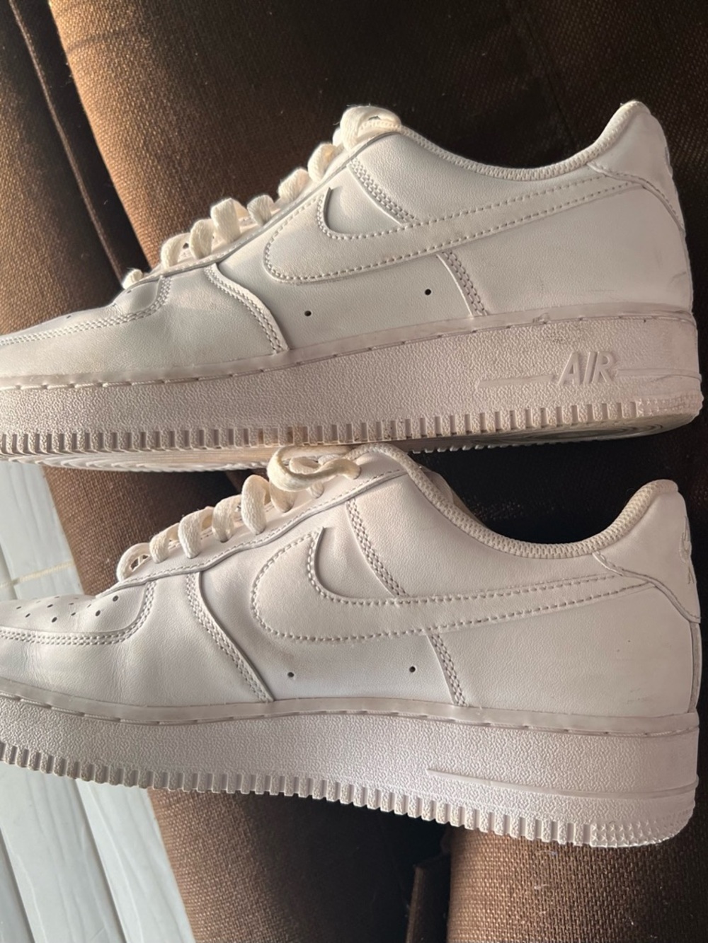 Nike All-White Leather Low-Top Sneakers - Picture 2 of 8